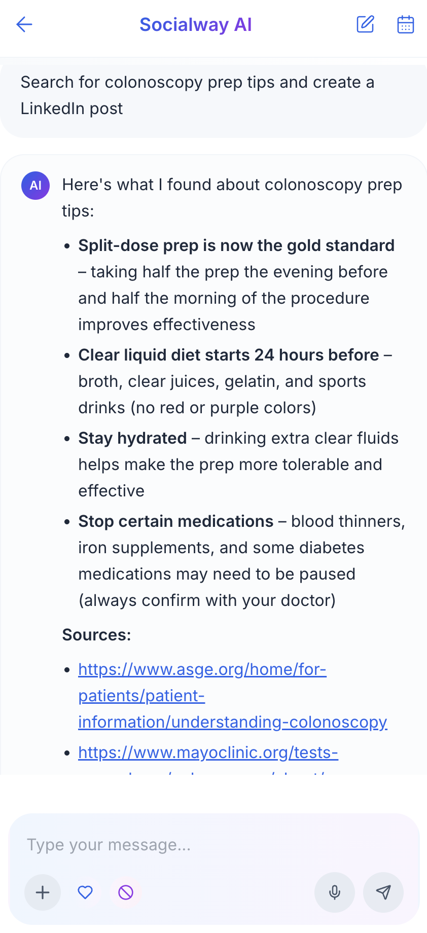 Mobile AI chat interface